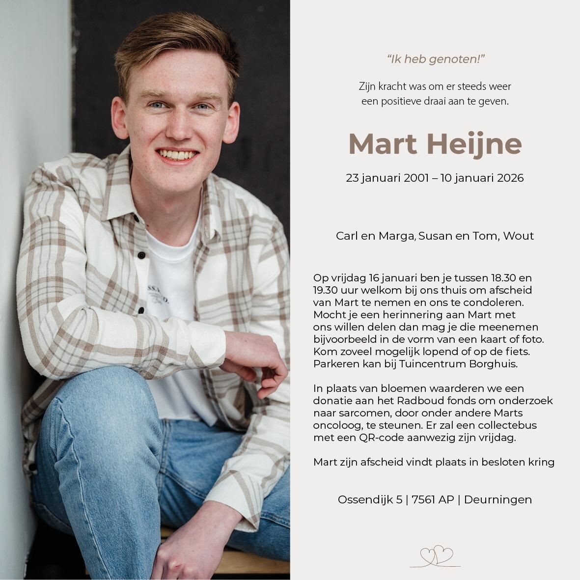 Laatste eer bewijzen aan Mart